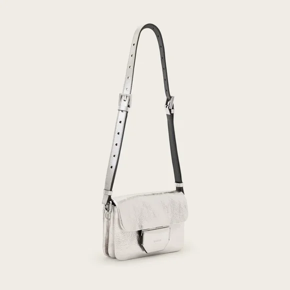 NWT AllSaints Jupiter Metallic Leather Crossbody Bag - Picture 3 of 14